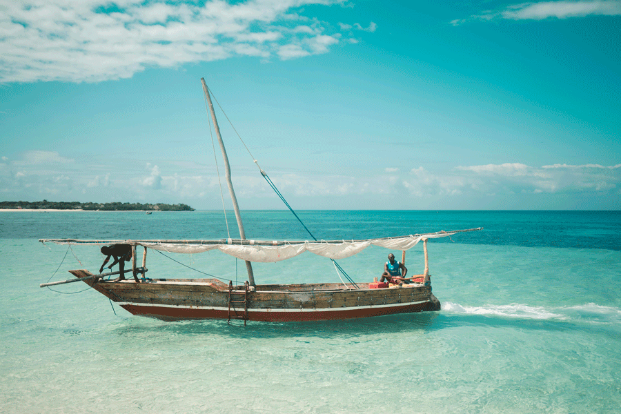 Zanzibar i oktober med strand, palmer och varmt hav